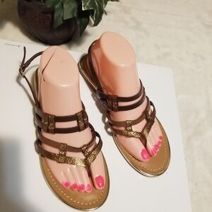 Carlos by Carlos Santana Gold and Brown Sandals